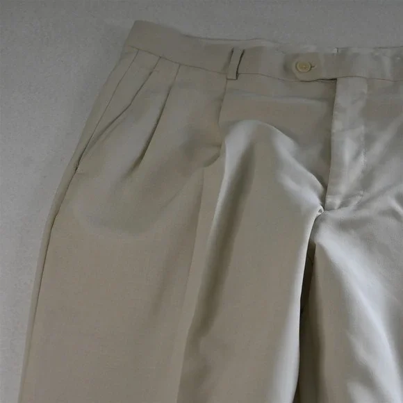 Stafford 48R 36x32 Ivory White Beige Mens Jacket Pants‎ Suit